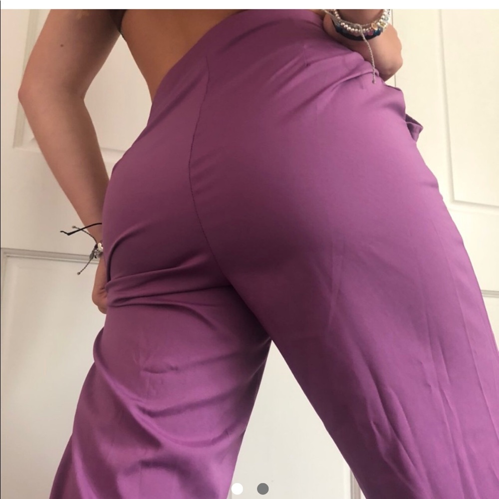 SILK PURPLE DRESS PANTS WITH POCKETS